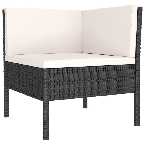 vidaXL Set Divani da Giardino 6 pz con Cuscini in Polyrattan Nero