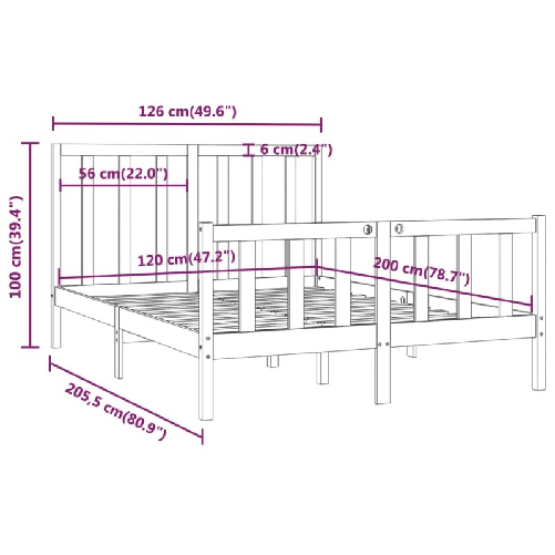 vidaXL Giroletto in Legno Massello 120x200 cm