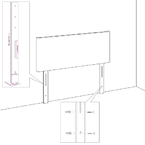 Testiera ad Orecchio Nera 83x16x78/88 cm in Velluto