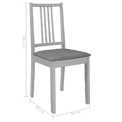 vidaXL Sedie da Pranzo con Cuscini 4 pz Grigie in Legno Massello