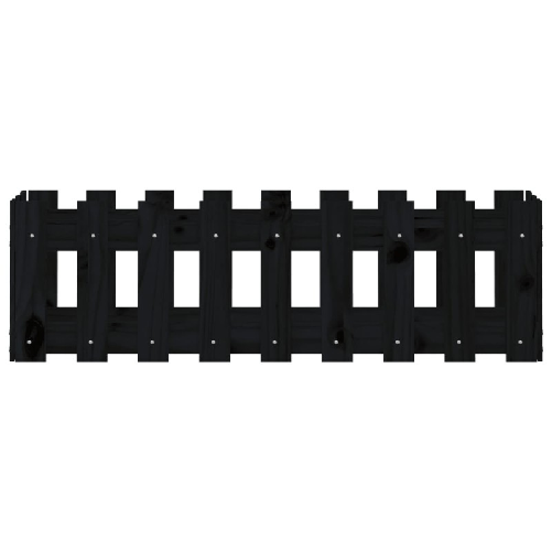 Fioriera Giardino a Recinzione Nera 100x30x30cm Massello Pino