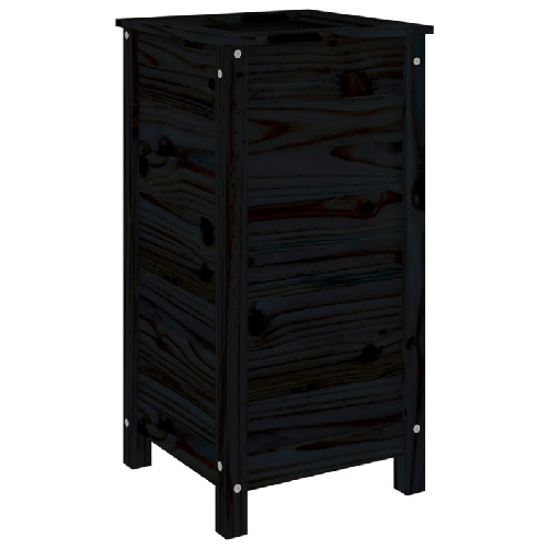 vidaXL Fioriera da Giardino Nera 40x40x78 cm Legno Massello di Pino