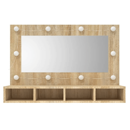 vidaXL Mobile a Specchio con LED Rovere Sonoma 90x31,5x62 cm