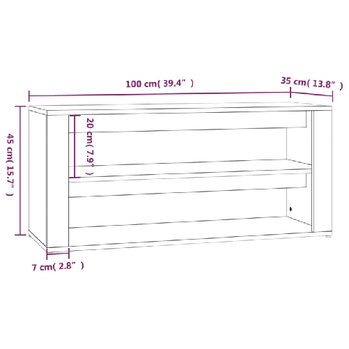 Scarpiera Rovere Fumo 100x35x45 cm in Legno Multistrato
