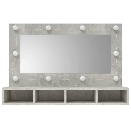 vidaXL Mobile a Specchio con LED Grigio Cemento 90x31,5x62 cm