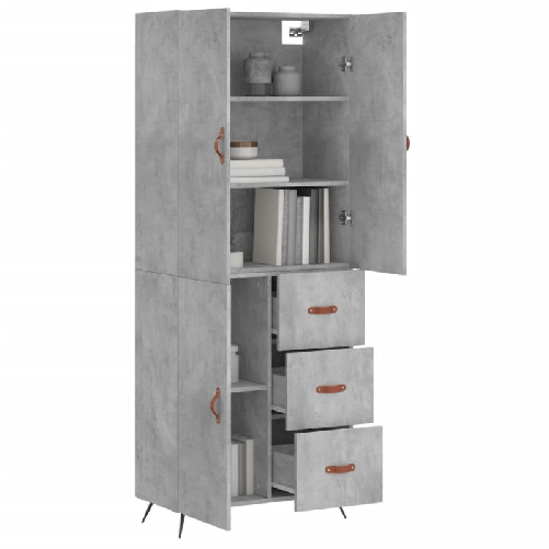 vidaXL Credenza Grigio Cemento 69,5x34x180 cm in Legno ingegnerizzato