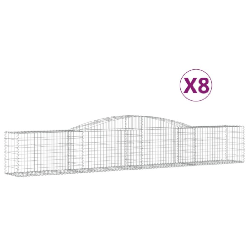 vidaXL Cesti Gabbioni ad Arco 8 pz 400x50x60/80 cm Ferro Zincato