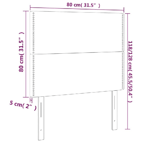 Testiera a LED Crema 80x5x118/128 cm in Tessuto