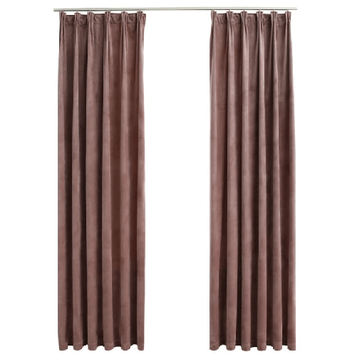 Tende Oscuranti con Ganci 2 pz Rosa Antico in Velluto 140x175cm