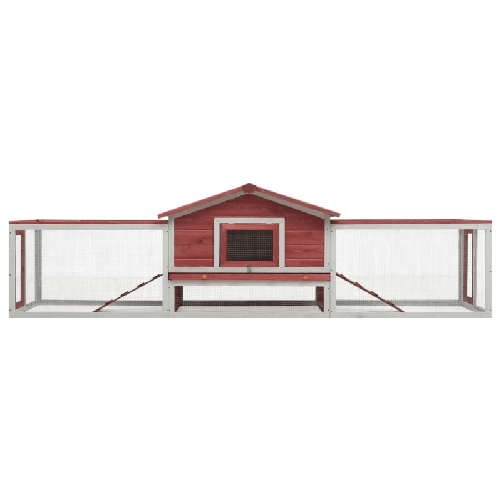 vidaXL Conigliera Rossa 310x70x87 cm in Legno Massello di Pino e Abete