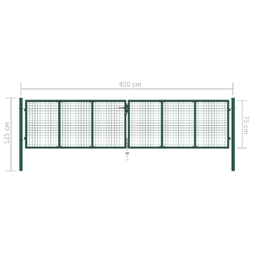 vidaXL Cancello da Giardino a Rete in Acciaio 400x75 cm Verde