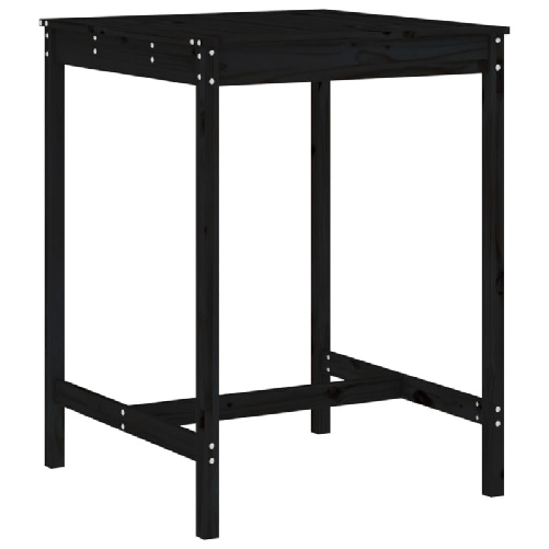 Set Bar da Giardino 5 pz Nero in Legno Massello di Pino