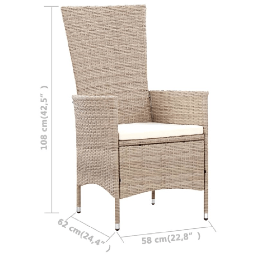 vidaXL Set da Pranzo da Giardino 7 pz con Cuscini in Polyrattan Beige