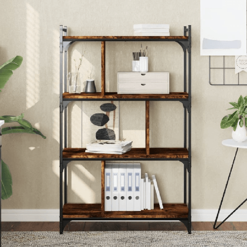 vidaXL Libreria Rovere Fumo 4 Ripiani 76x32x123 cm Legno ingegnerizzato