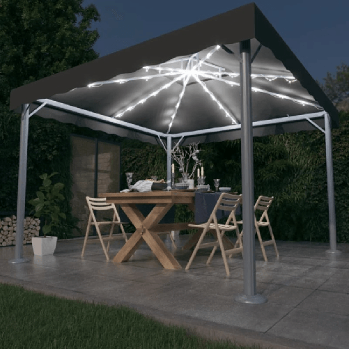 vidaXL Gazebo con Stringa di Luci LED 300x300 cm Antracite Alluminio