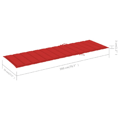 vidaXL Lettino da Giardino con Cuscino Rosso in Legno Pino Impregnato