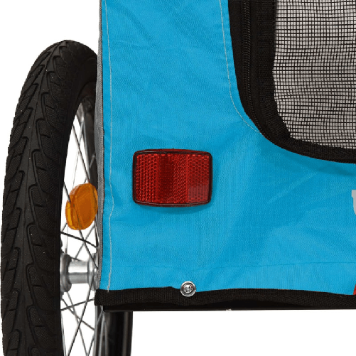 vidaXL Rimorchio da Bici per Cani Blu e Grigio Oxford e Ferro