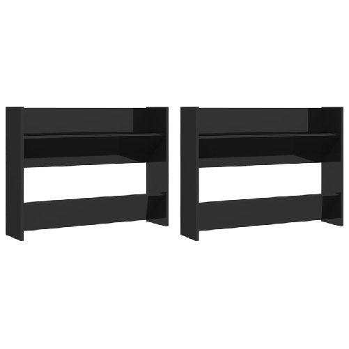 vidaXL Scarpiere a Muro 2 pz Nero Lucido 80x18x60 cm in Truciolato