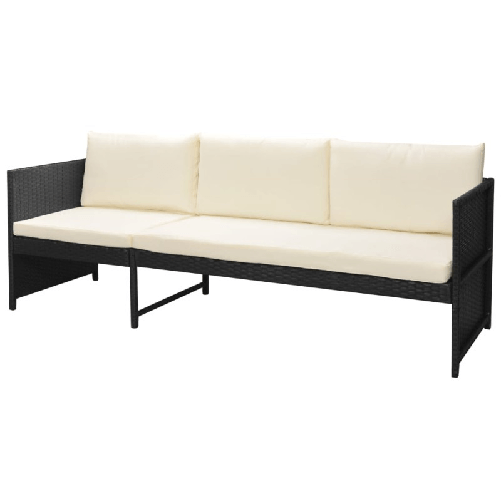vidaXL Set Divani da Giardino 6 pz con Cuscini in Polyrattan Nero