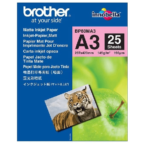 Brother BP60MA3 carta inkjet A3 (297x420 mm) Opaco 25 fogli Bianco
