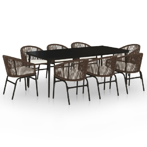 vidaXL Set Mobili da Pranzo da Giardino 9 pz Marrone