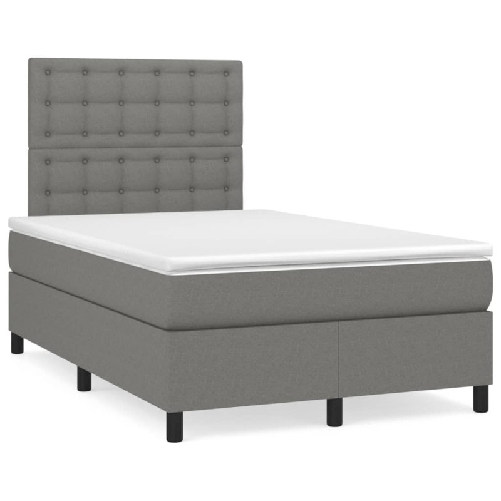 vidaXL Giroletto a Molle con Materasso Grigio Scuro 120x200 cm Tessuto