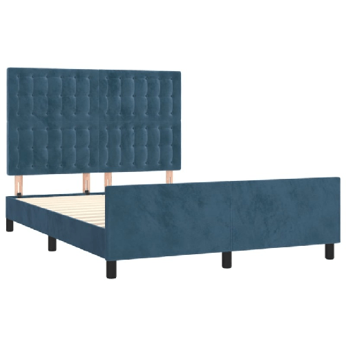 vidaXL Giroletto con Testiera Blu Scuro 140x190 cm in Velluto