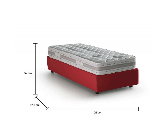 Talamo Italia Letto singolo Dmorier, Letto contenitore con rivestimento in tessuto