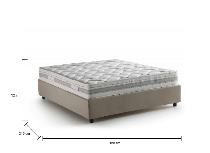Talamo Italia Letto matrimoniale Ddurant, Letto contenitore con rivestimento in tessuto