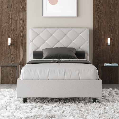Letto una piazza e mezza senza rete imbottito 120x190 similpelle bianco Priya