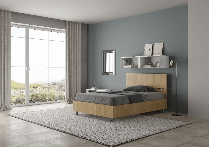 Letto una piazza e mezza senza rete 120x190 testata dritta quercia Demas