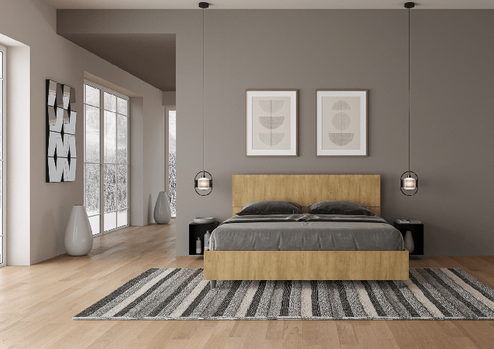 Letto matrimoniale senza rete 160x190 testata inclinata quercia Demas