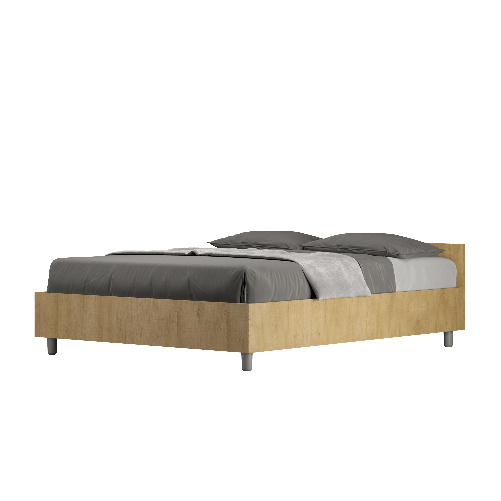 Letto matrimoniale francese con rete 140x200 quercia Nuamo