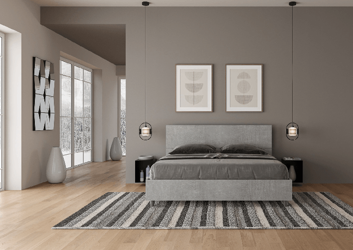 Letto matrimoniale senza rete 160x190 testata dritta cemento Demas