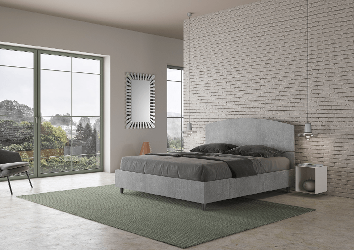 Letto matrimoniale con rete 160x190 cemento Dora