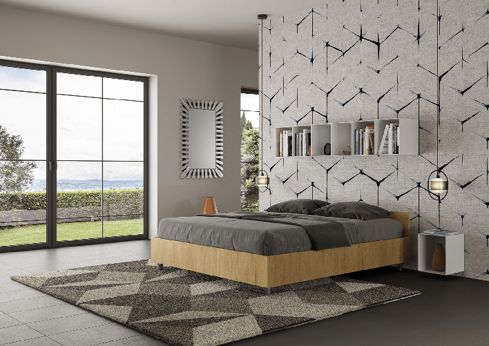 Letto matrimoniale senza rete 160x200 quercia Nuamo