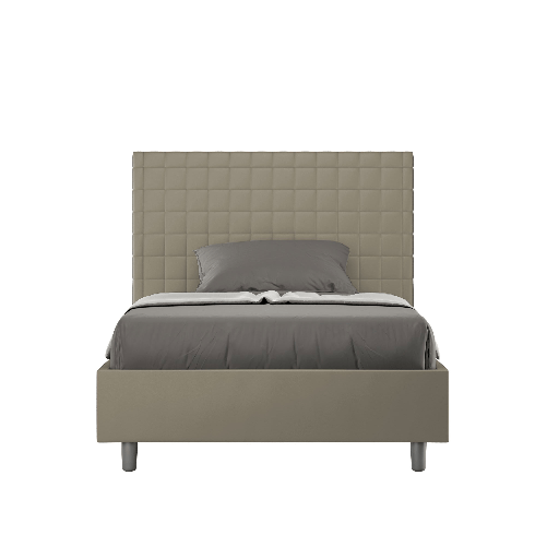 Letto matrimoniale francese senza rete imbottito 140x200 similpelle cappuccino Sunny