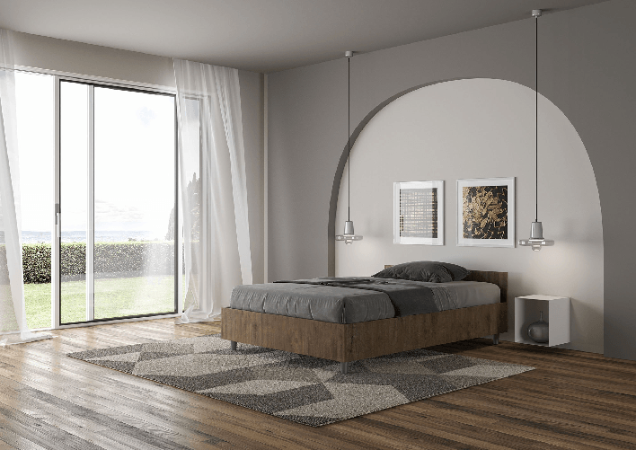 Letto una piazza e mezza con rete 120x200 noce Nuamo