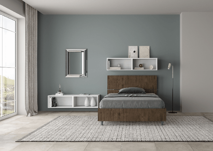 Letto una piazza e mezza senza rete 120x190 testata inclinata noce Demas