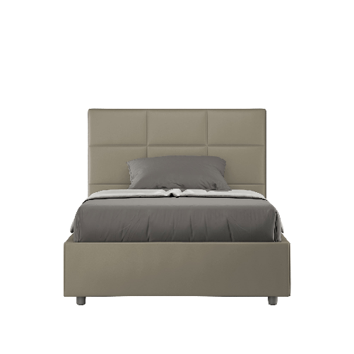 Letto matrimoniale francese senza rete imbottito 140x190 similpelle cappuccino Mika