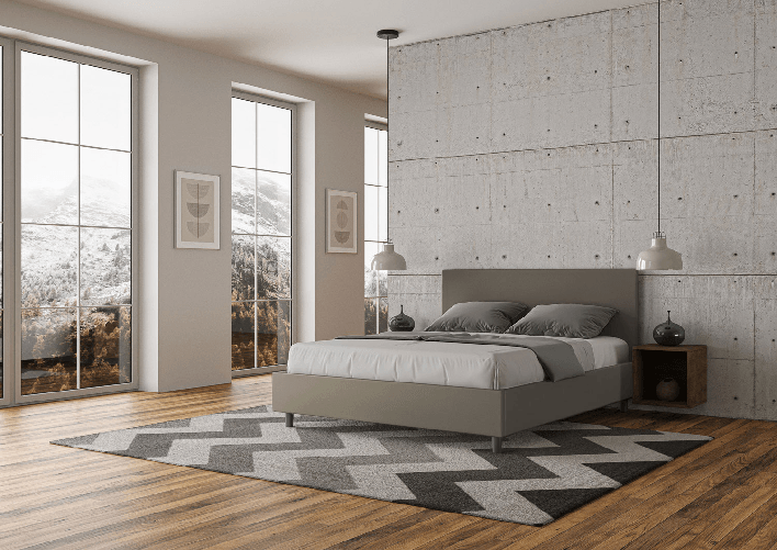 Letto matrimoniale senza rete imbottito 160x210 similpelle cappuccino Adele