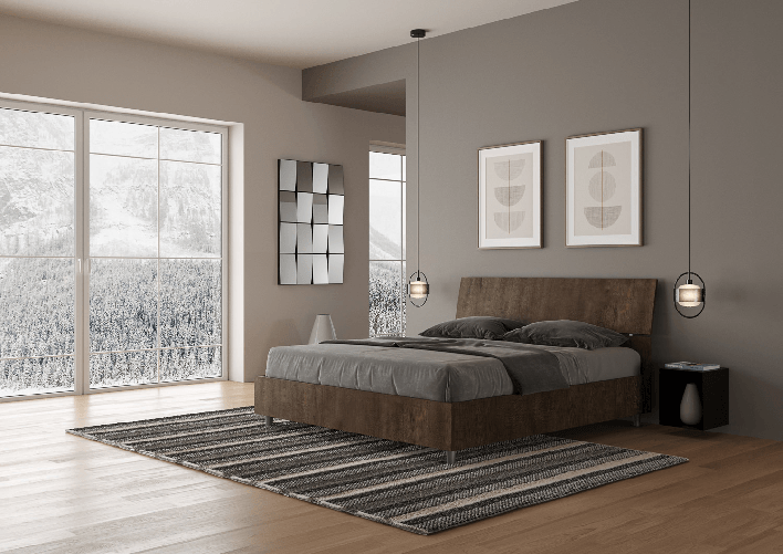 Letto matrimoniale con rete 160x190 testata inclinata noce Demas