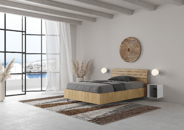 Letto una piazza e mezza con rete 120x190 testata inclinata con doghe quercia Ankel