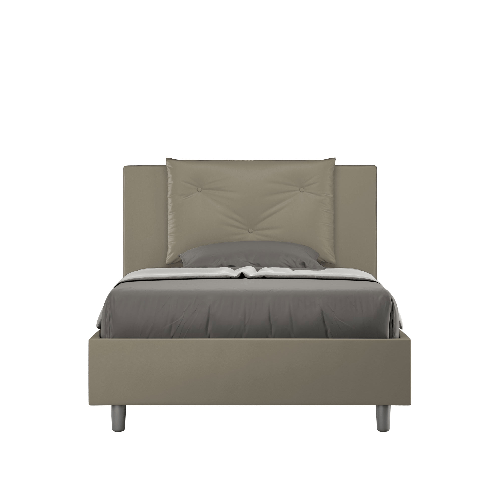 Letto una piazza e mezza senza rete imbottito 120x200 similpelle cappuccino Appia