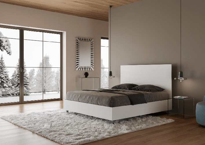 Letto matrimoniale con rete 160x200 bianco frassino New Egos