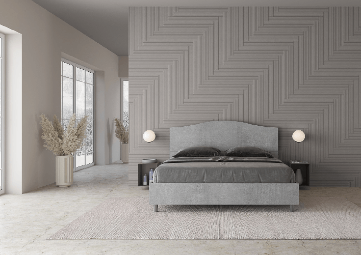 Letto matrimoniale senza rete 160x200 cemento Dores