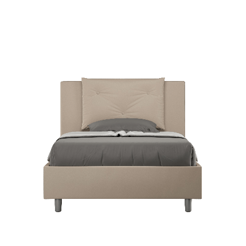 Letto una piazza e mezza senza rete imbottito 120x190 similpelle tortora Appia