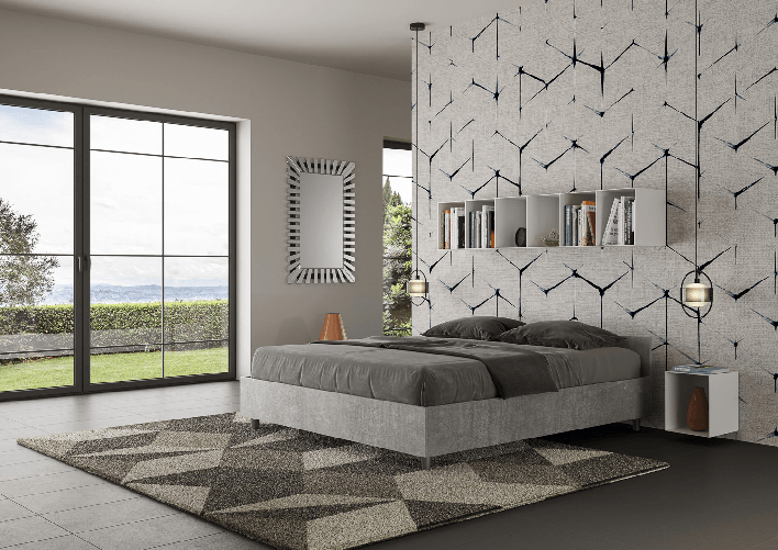 Letto matrimoniale contenitore 160x190 cemento Nuamo