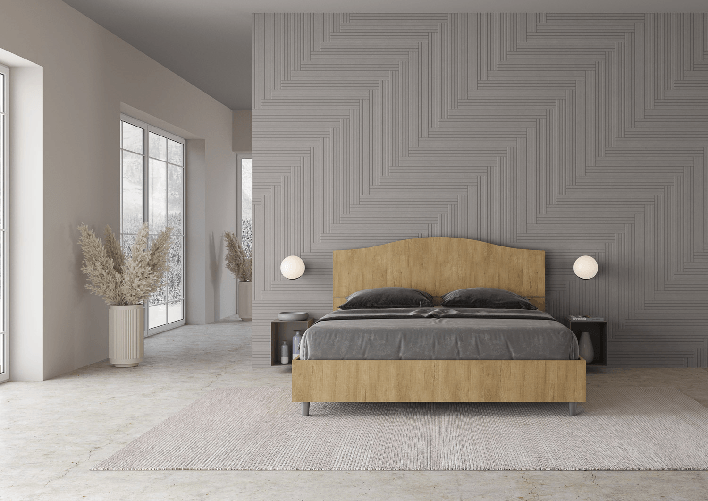 Letto matrimoniale con rete 160x190 quercia Dores