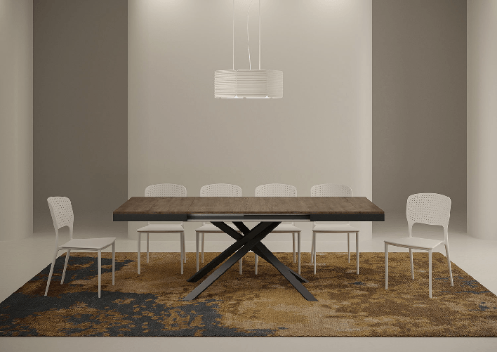 Tavolo allungabile 120x90/224 cm Karida Evolution Noce telaio Antracite